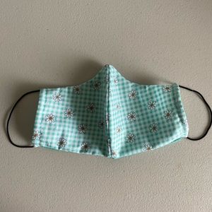 Handmade face mask turquoise floral print
